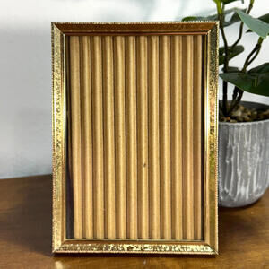 Vintage Picture Photo Frame Brass Metal Ornate Standing 5x7 Gold Thick